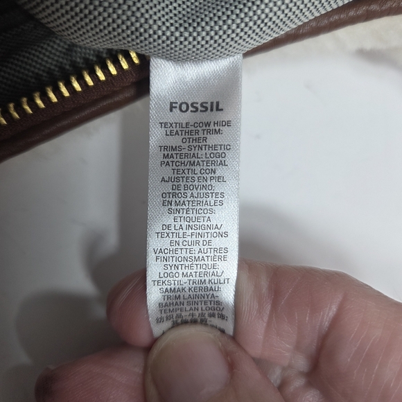 fossil harwell crescent faux shearling shoulder bag boho hobo leather trim nwot - Picture 12 of 12